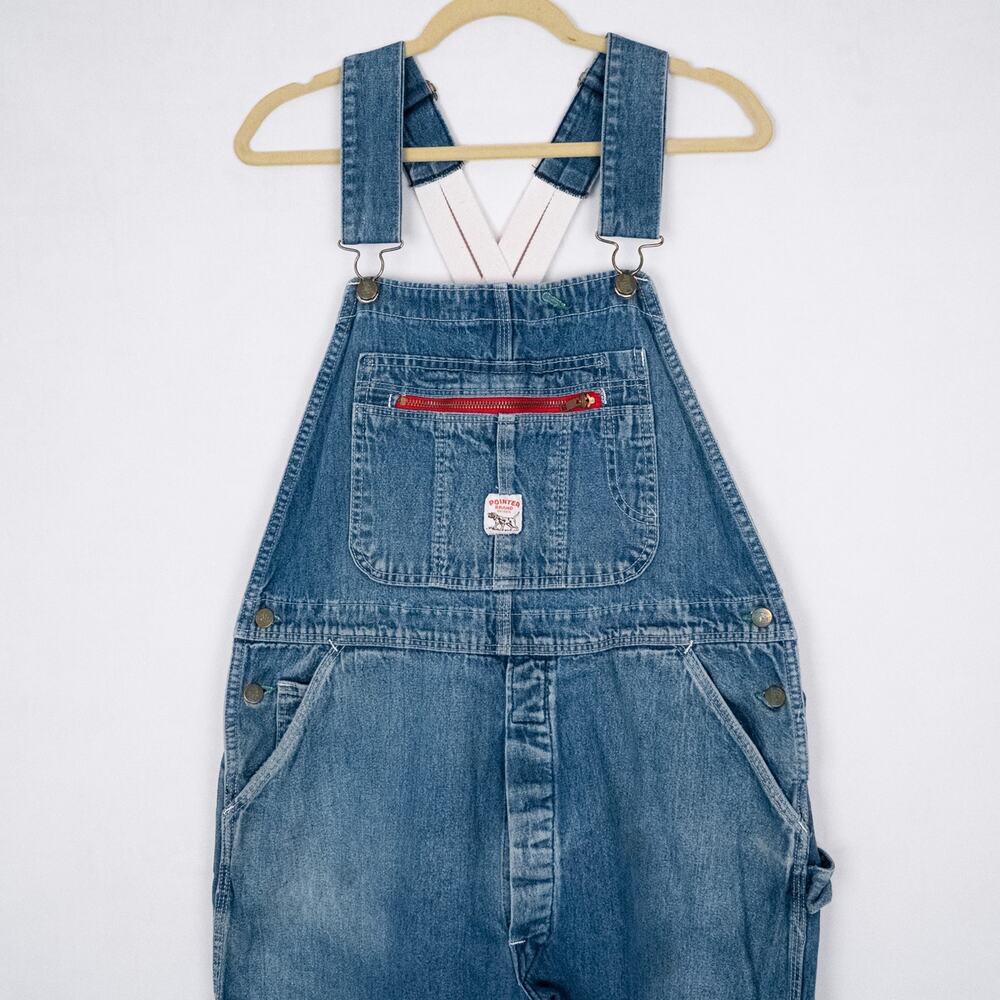 Vintage USA Made Denim Overalls POINTER BRAND Spell-Out Suspenders Men's *40x29* - Picture 2 of 6